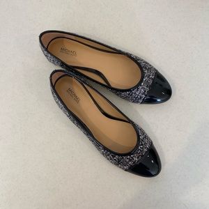 Michael Kors Black Tweed/Patent Ballet Flats 8 1/2M